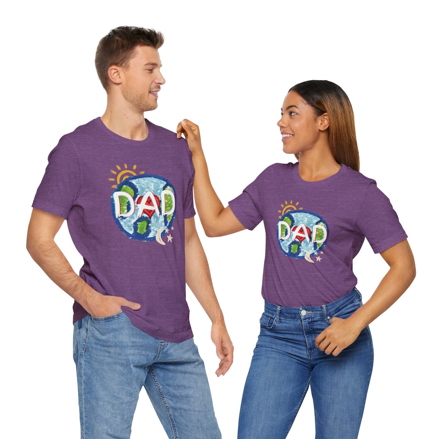 DAD Whole World Sun Moon Stars Heart Unisex Tee Fathers Day Gifts