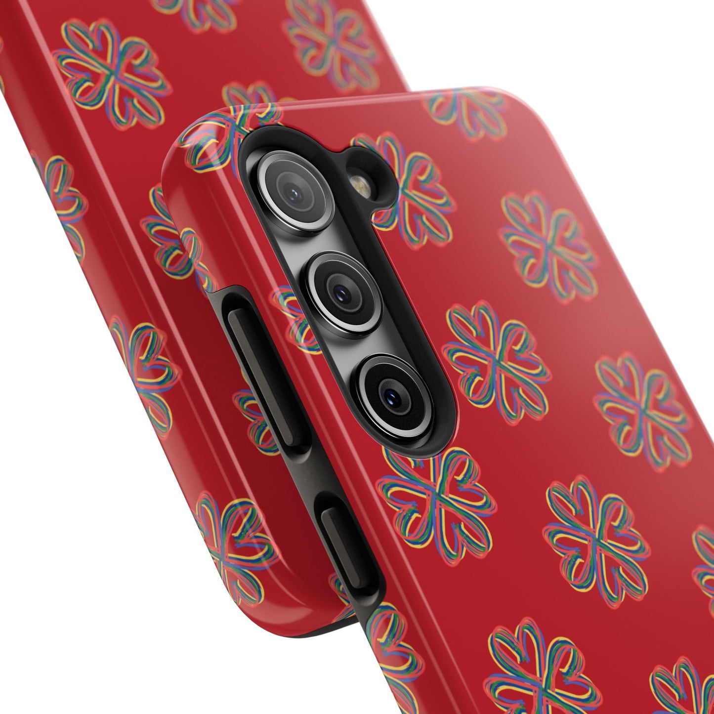Floral Tough Phone Case, Red Phone Cover, Protective Tech Accessory, Botanical Phone Shell, Gift for Gardeners, Colorful, Wireless Charging