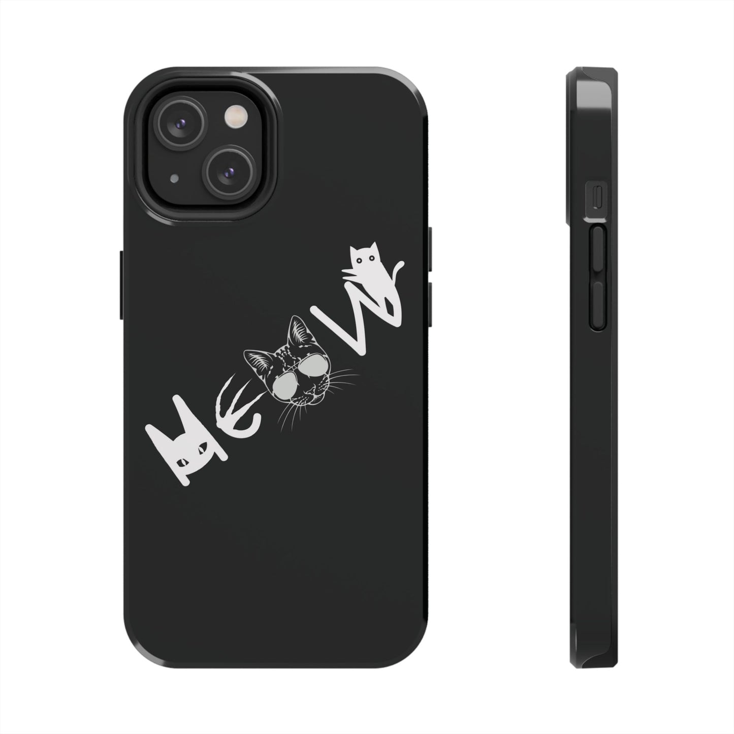 Meow Tough Phone Cases, iPhone & Samsung cases, wireless charging, cats, sassy, kitty, gender neutral, gifts, Halloween, birthday, Christmas