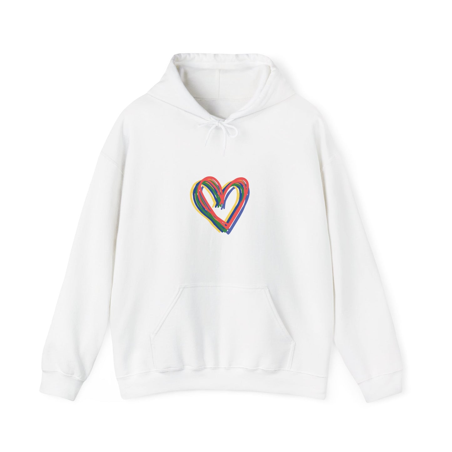 Rainbow Hearts Unisex Heavy Blend™ Hooded Sweatshirt, Love, Pride, hoodie, warm, soft, gift, gender neutral, men, women, teens, Valentines