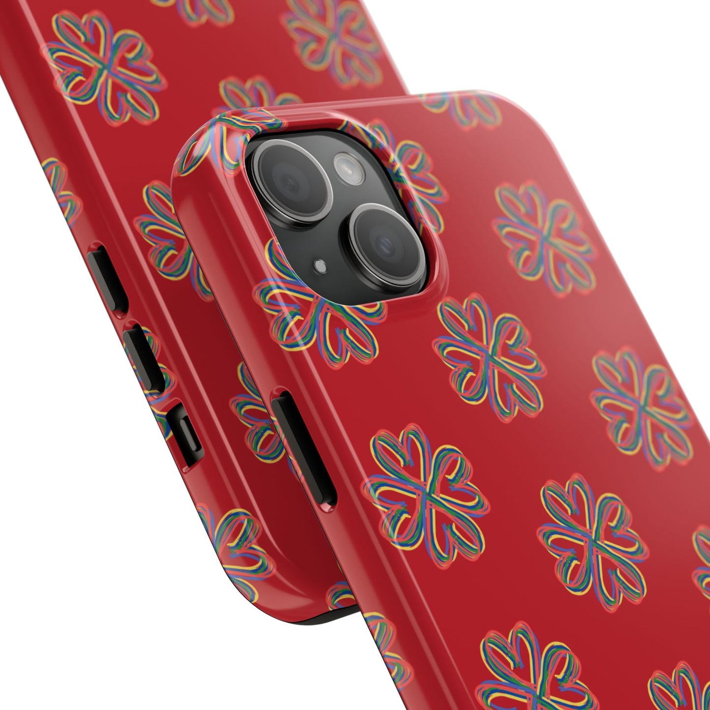 Floral Tough Phone Case, Red Phone Cover, Protective Tech Accessory, Botanical Phone Shell, Gift for Gardeners, Colorful, Wireless Charging