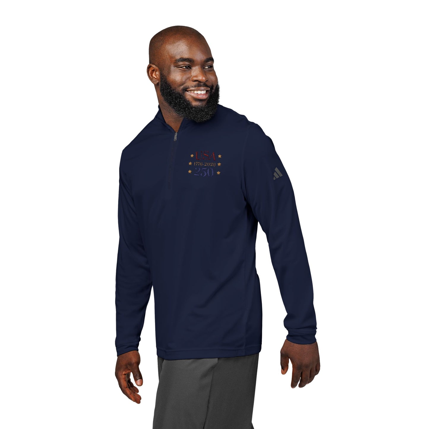 USA 250 Embroidered Quarter-Zip Pullover — 1776 Patriotic Sweatshirt
