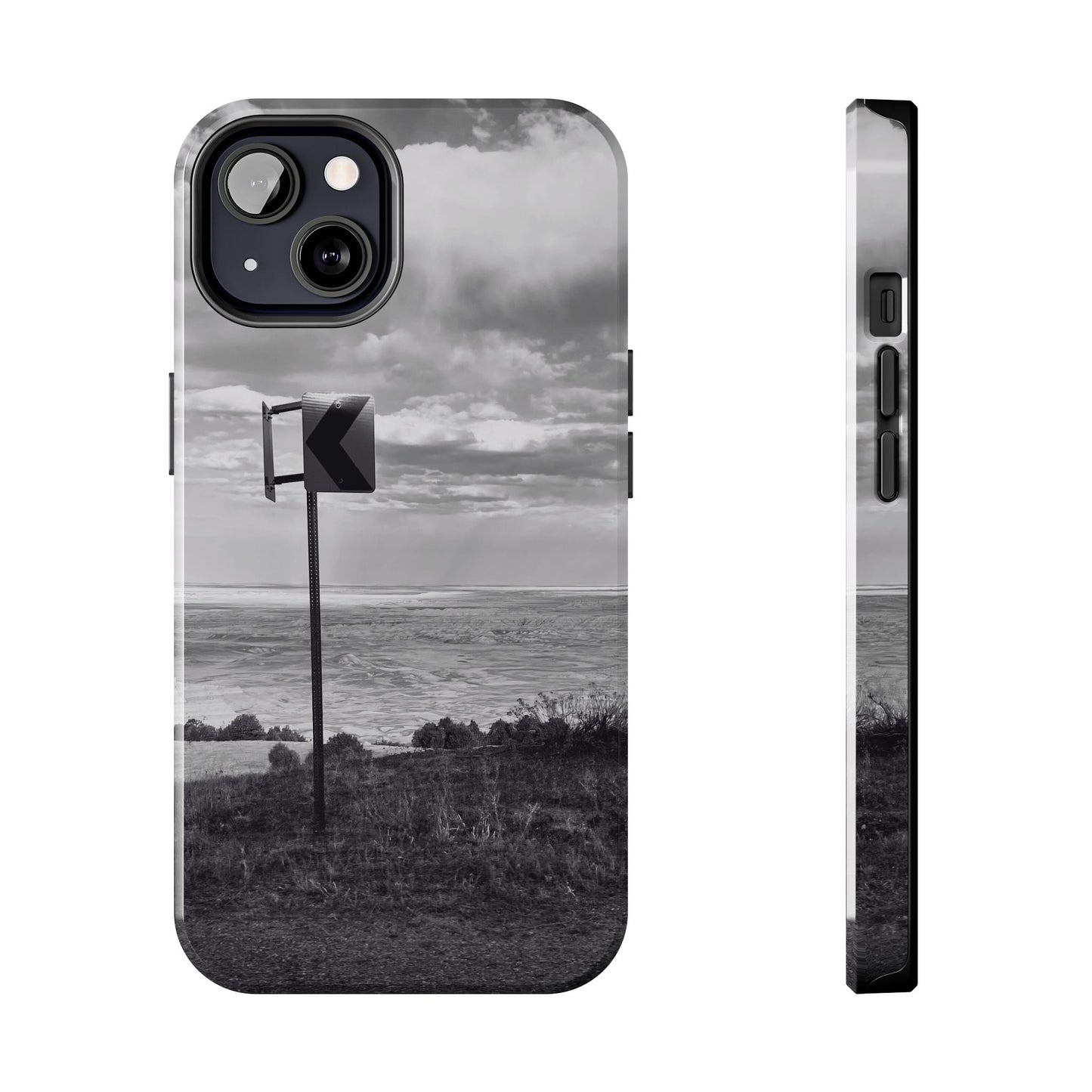 Road Sign Tough Phone Cases, iPhone & Samsung cases, wireless charging, black and white photo, nature, original art, gift birthday Christmas