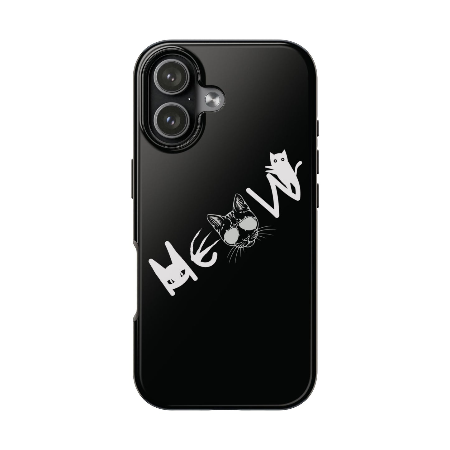 Meow Tough Phone Cases, iPhone & Samsung cases, wireless charging, cats, sassy, kitty, gender neutral, gifts, Halloween, birthday, Christmas