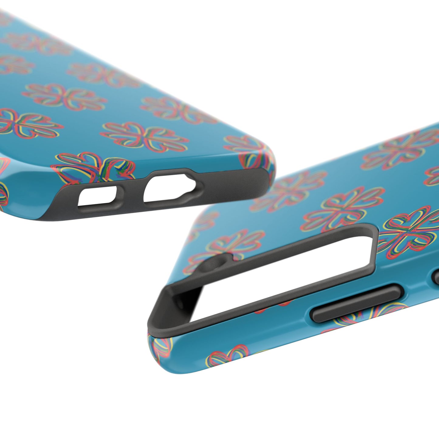 Floral Tough Phone Case, Colorful Turquoise Case, Hard Cover, iPhone Samsung Galaxy Google Pixel, Botanical Print Phone, Wireless Charging