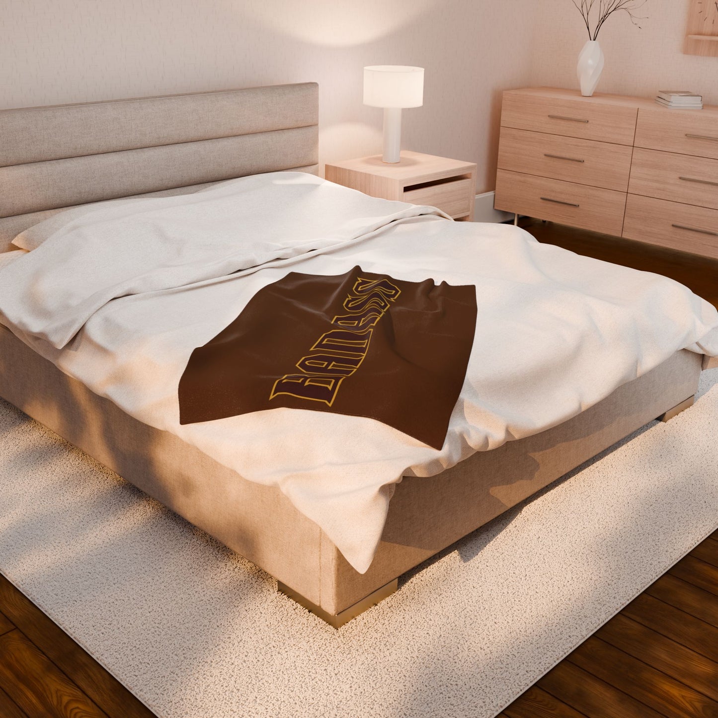 Dark Brown Badass Velveteen Blanket, Cozy Throw, Home Decor, Gift, Bed Cover, Dorm, Couch Blanket, Birthday Wedding Anniversary Christmas