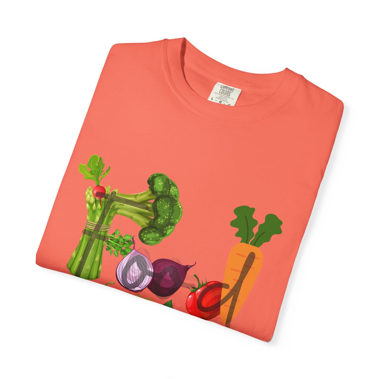 Food Unisex Garment-Dyed T-shirt, vegetables, healthy, groceries, snacks, cooking, gender neutral, casual, relaxed, soft, preshrunk cotton