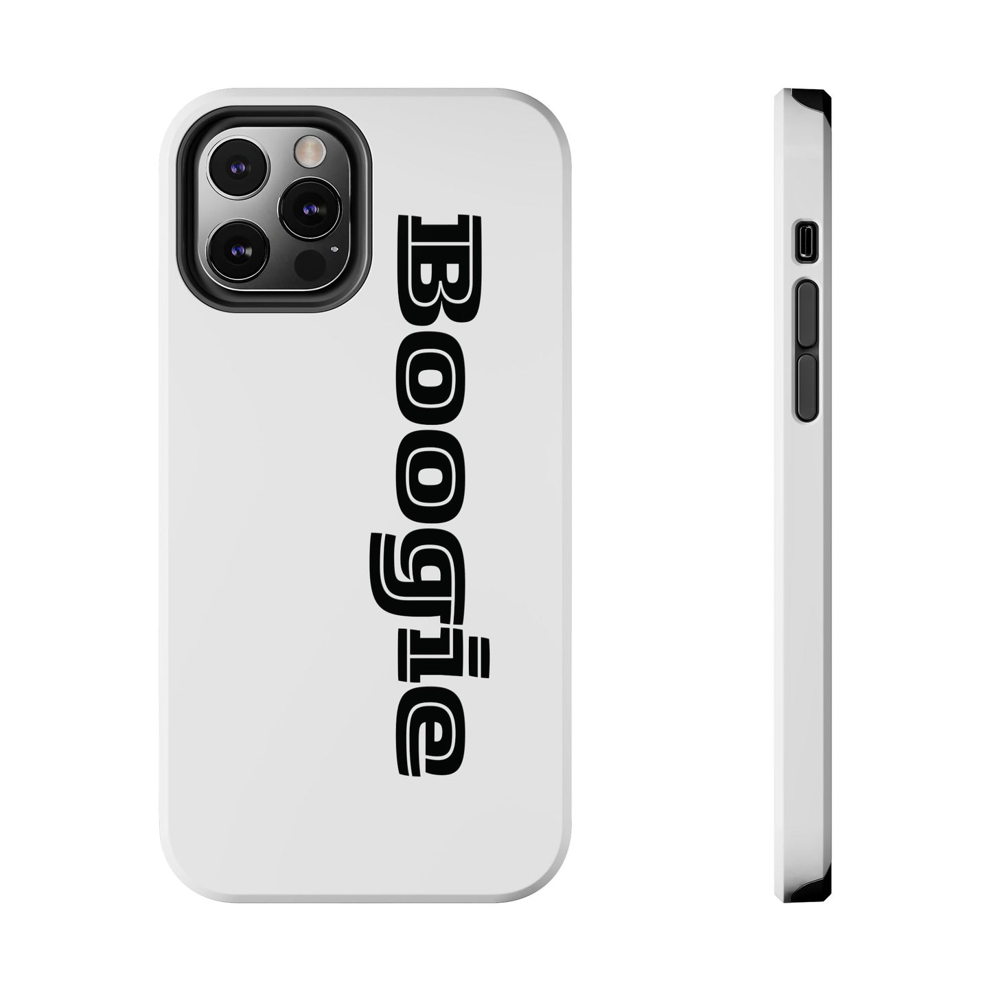Boogie White Tough Phone Cases, iPhone Samsung cases, wireless charging, gender neutral women men friends kids teens gift birthday Christmas