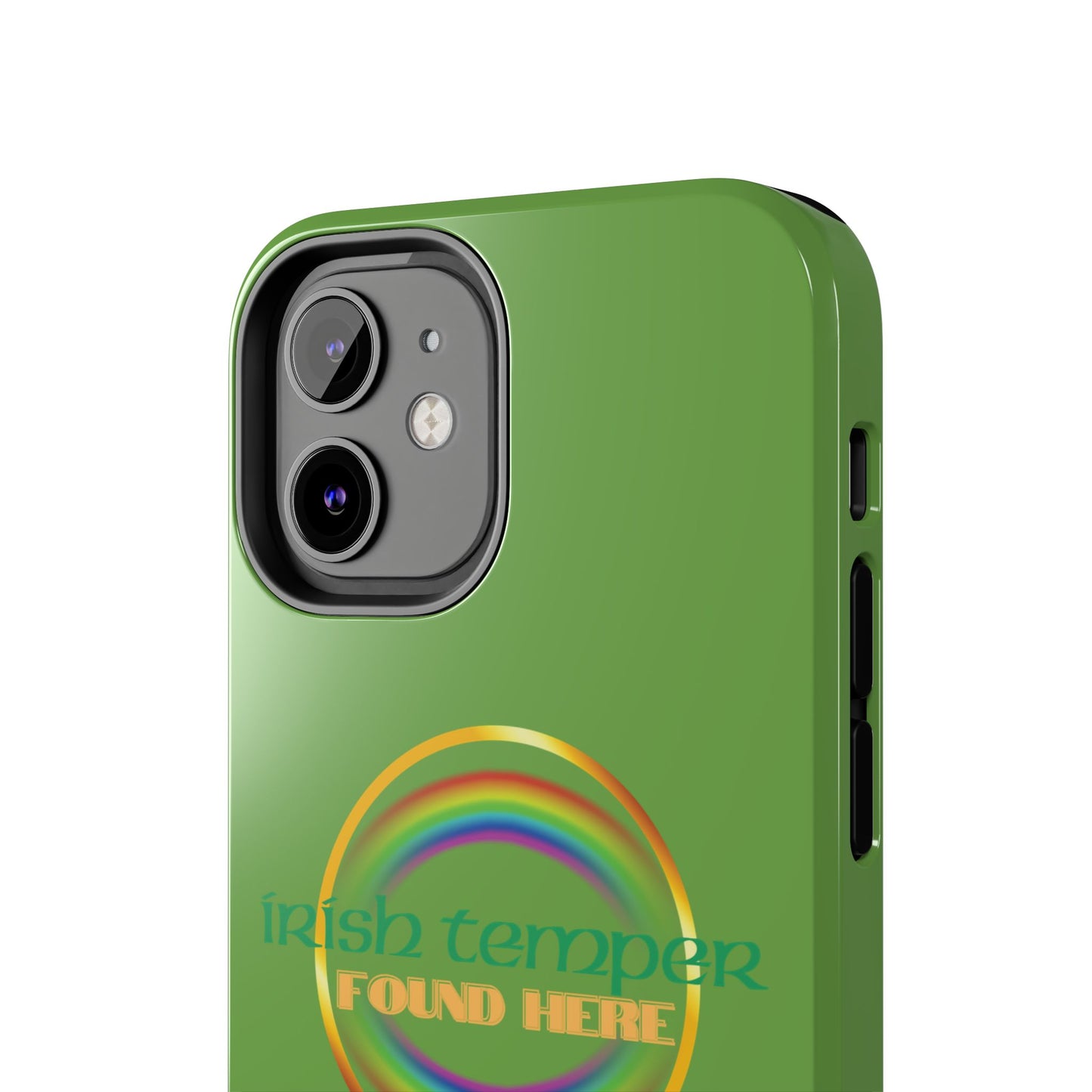 Green Irish Temper Found Here Tough Phone Cases, iPhone & Samsung cases, wireless charging, gifts, St Patricks Day, Birthday, Christmas