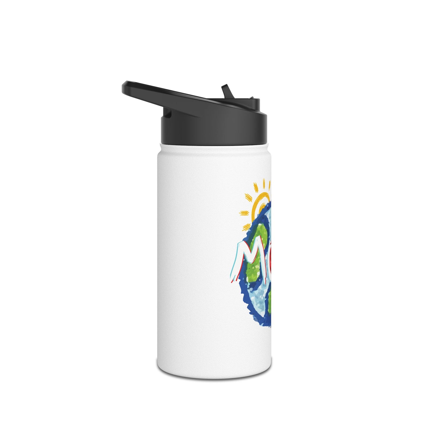 MOM Stainless Steel Water Bottle, Whole World, Sun, Moon & Stars, Heart, Love, Mothers Day, Gifts for Women, Exercise, Eco, Gender Neutral