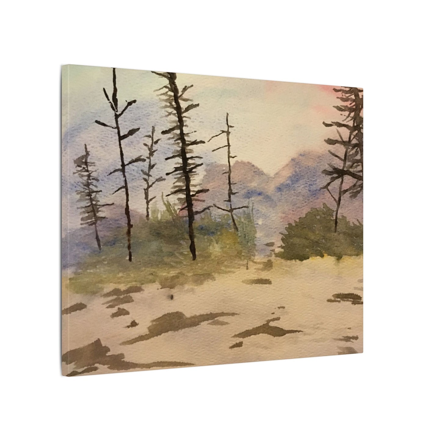 Canvas Wrap Glacier National Park After Fire, Nature, America, Trees, Original Watercolor Print, Artwork, Wall Art, Print, Mountains, Gift