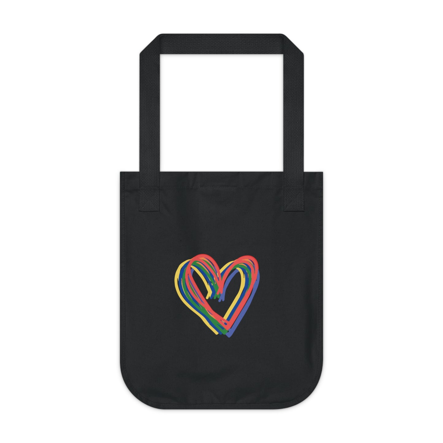 Rainbow Hearts Organic Canvas Tote Bag, Hearts, Gender Neutral, Pride, Women, Men, Kids, Gift, Groceries, Shopping, Books, Eco, Valentines