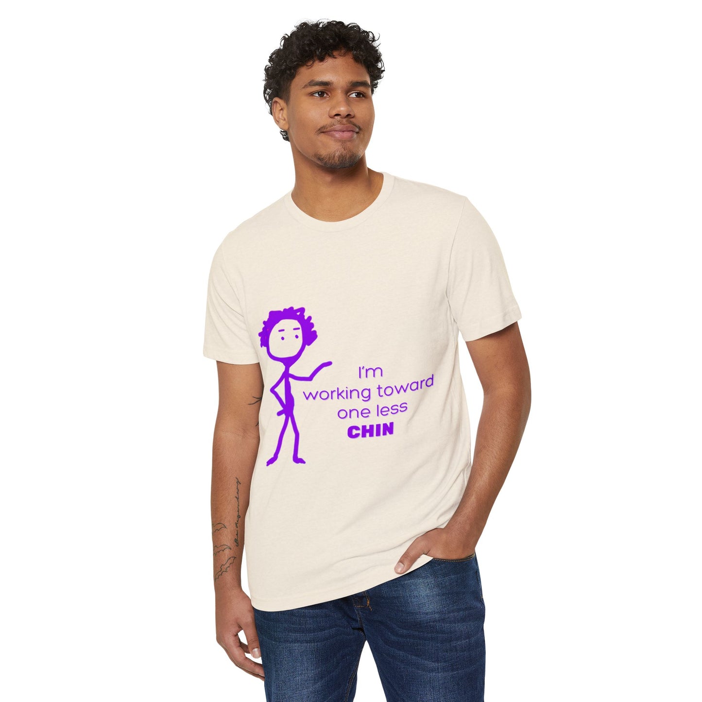 One Less Chin Eco-Friendly Tee, Recycled Organic Shirt, Unisex Upcycled Top, Funny Fitness Quote Apparel, Sustainable