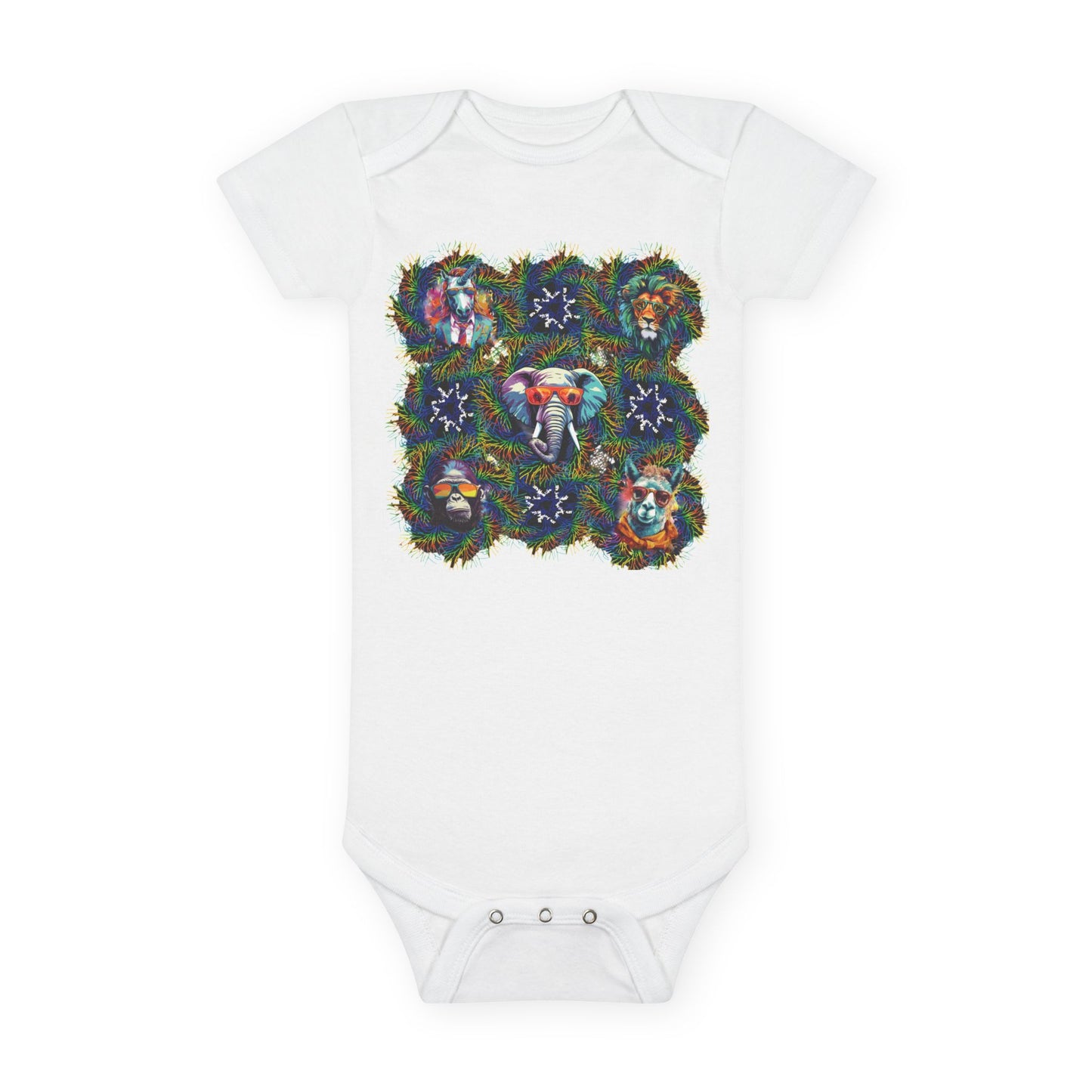 Wild & Cool Creatures Onesie® Organic Baby Bodysuit, 100 percent cotton, gender neutral, gift, boys, girls, birthday, baby shower, Christmas