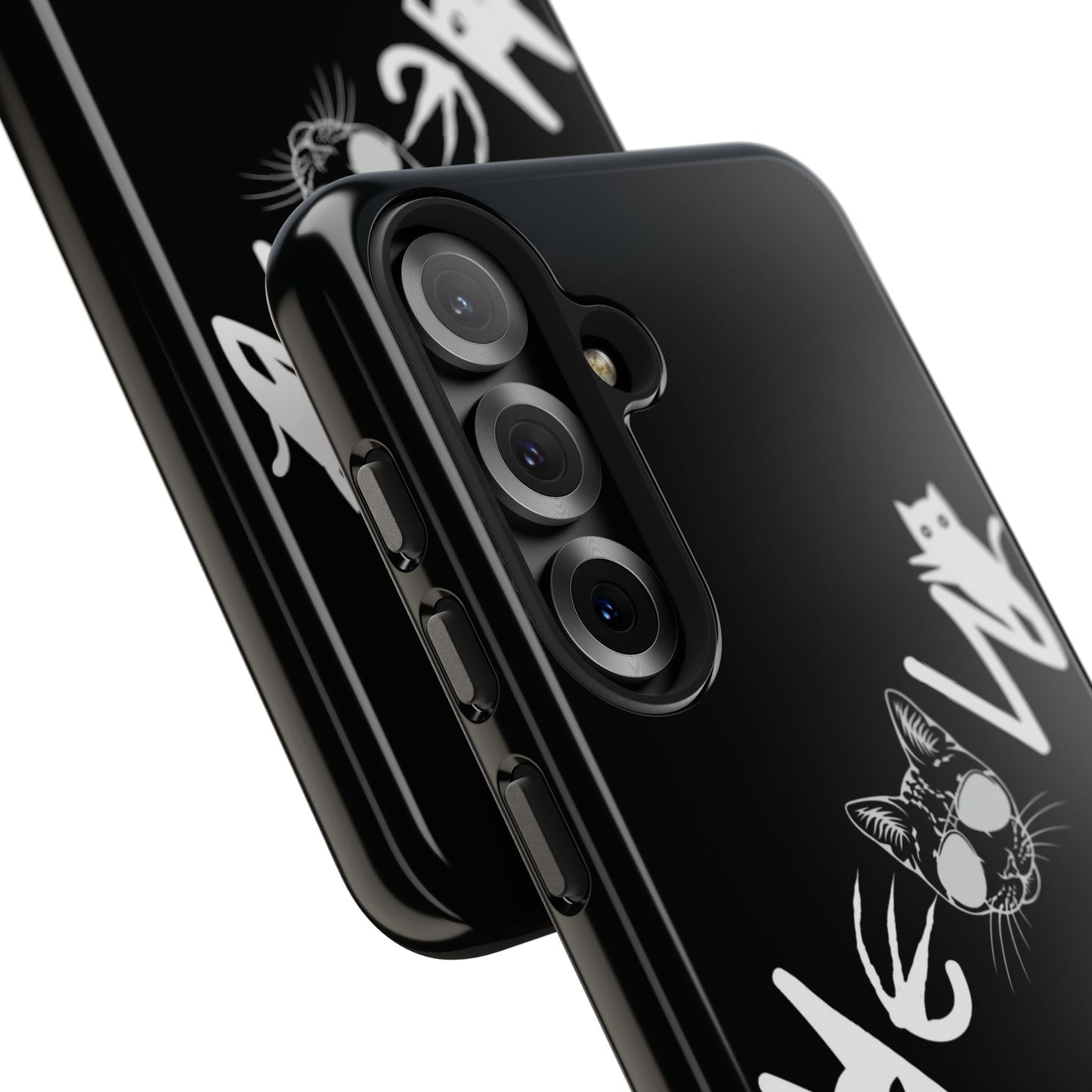 Meow Tough Phone Cases, iPhone & Samsung cases, wireless charging, cats, sassy, kitty, gender neutral, gifts, Halloween, birthday, Christmas