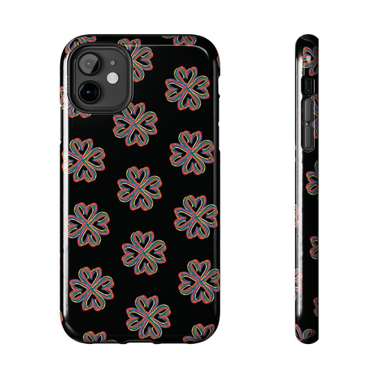Tough Phone Cases, Floral Phone Cover, Protective Floral Case, Colorful Phone Shell, Black Phone Case, Wireless Charging