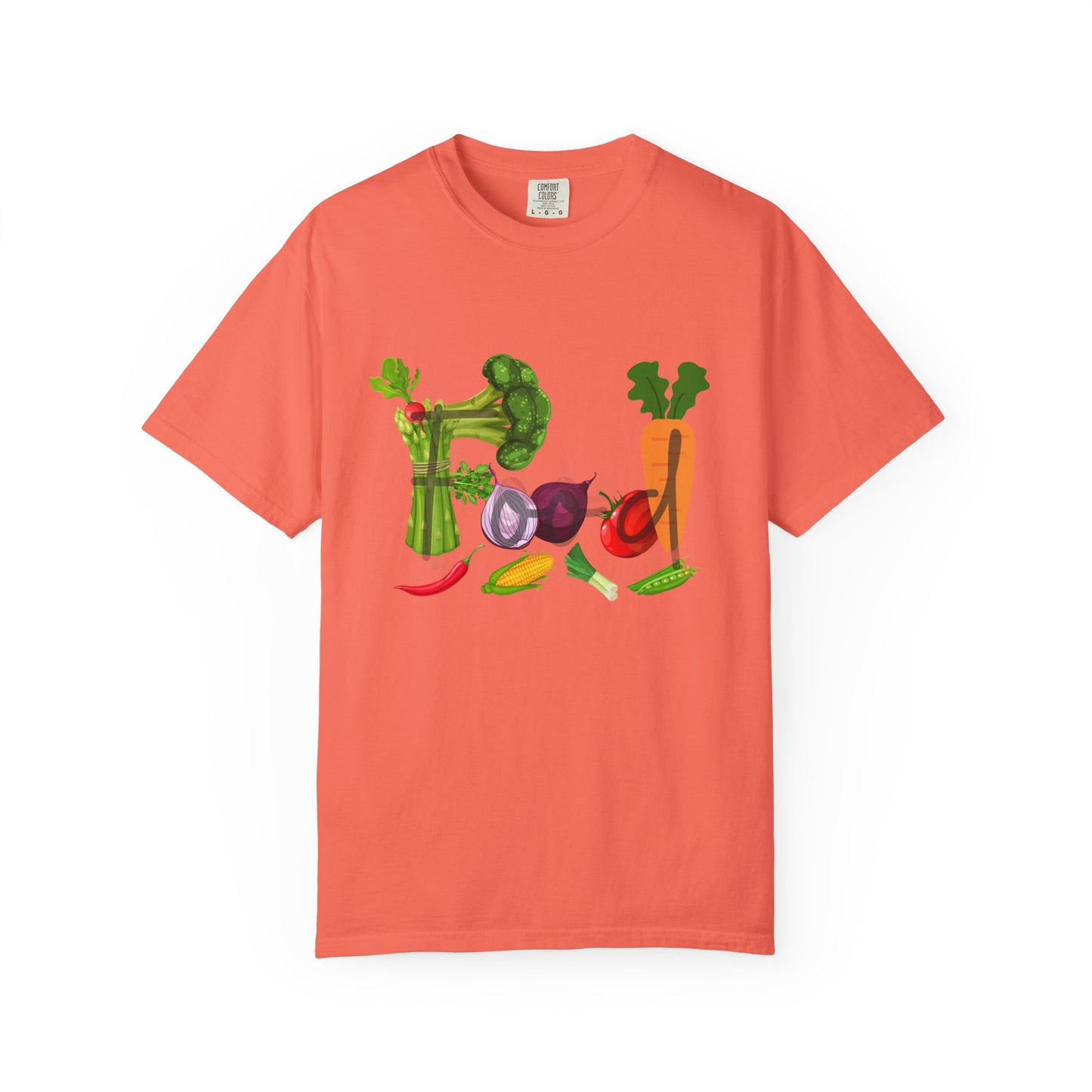 Food Unisex Garment-Dyed T-shirt, vegetables, healthy, groceries, snacks, cooking, gender neutral, casual, relaxed, soft, preshrunk cotton