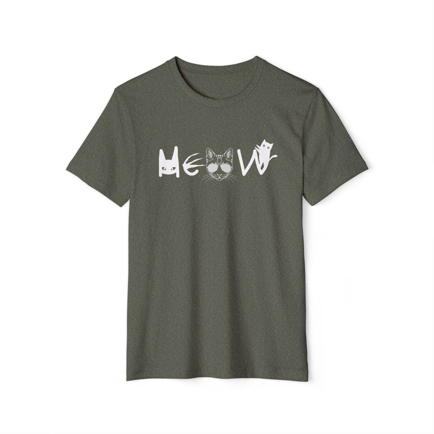 Meow Cats Recycled T-Shirt, Unisex Cat Lover Tee, Eco-Friendly Clothing, Animal Print Shirt, Sustainable Fashion Gift