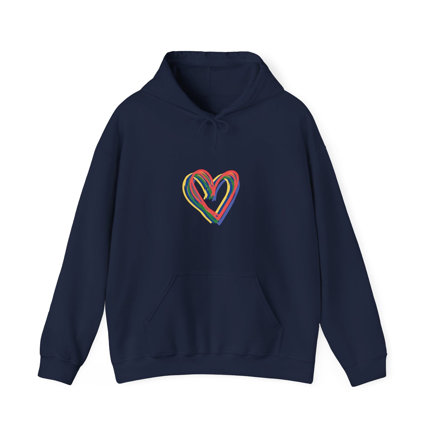 Rainbow Hearts Unisex Heavy Blend™ Hooded Sweatshirt, Love, Pride, hoodie, warm, soft, gift, gender neutral, men, women, teens, Valentines