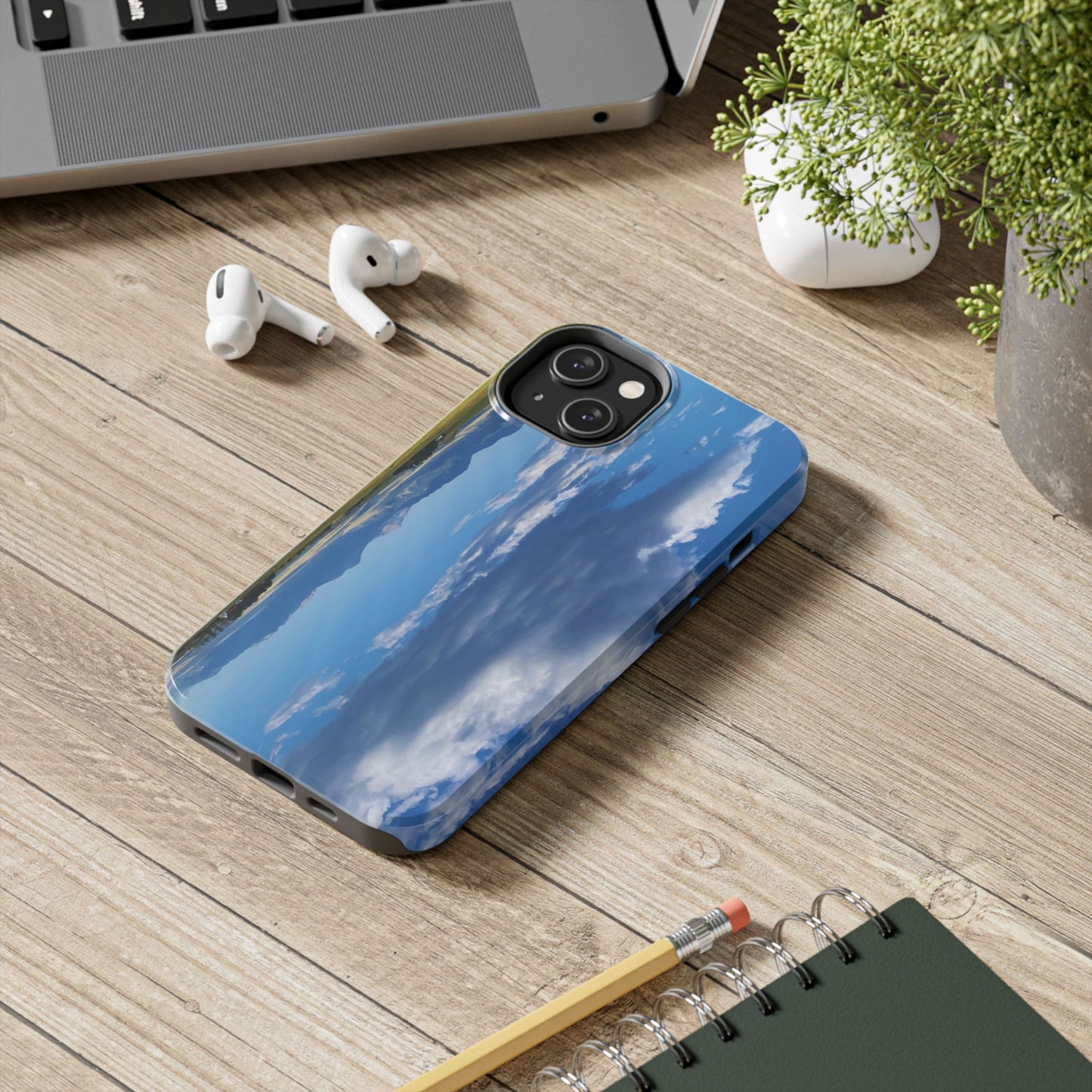 Western Clouds and Mountains Tough Phone Cases, iPhone & Samsung cases, wireless charging, sky, nature, landscape, original photo, gifts