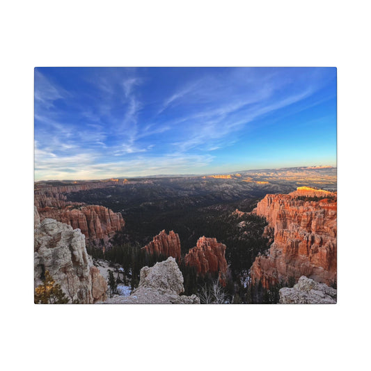 Canvas Wrap Bryce Canyon Landscape, Nature, America, Western, Artwork, Wall Art, Matte Print, Rocks, Gift, Sky, Colorful, Clouds, Eco
