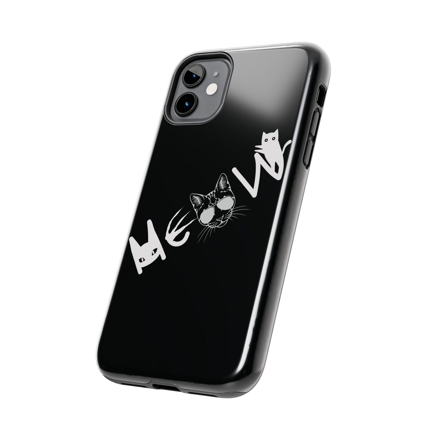 Meow Tough Phone Cases, iPhone & Samsung cases, wireless charging, cats, sassy, kitty, gender neutral, gifts, Halloween, birthday, Christmas