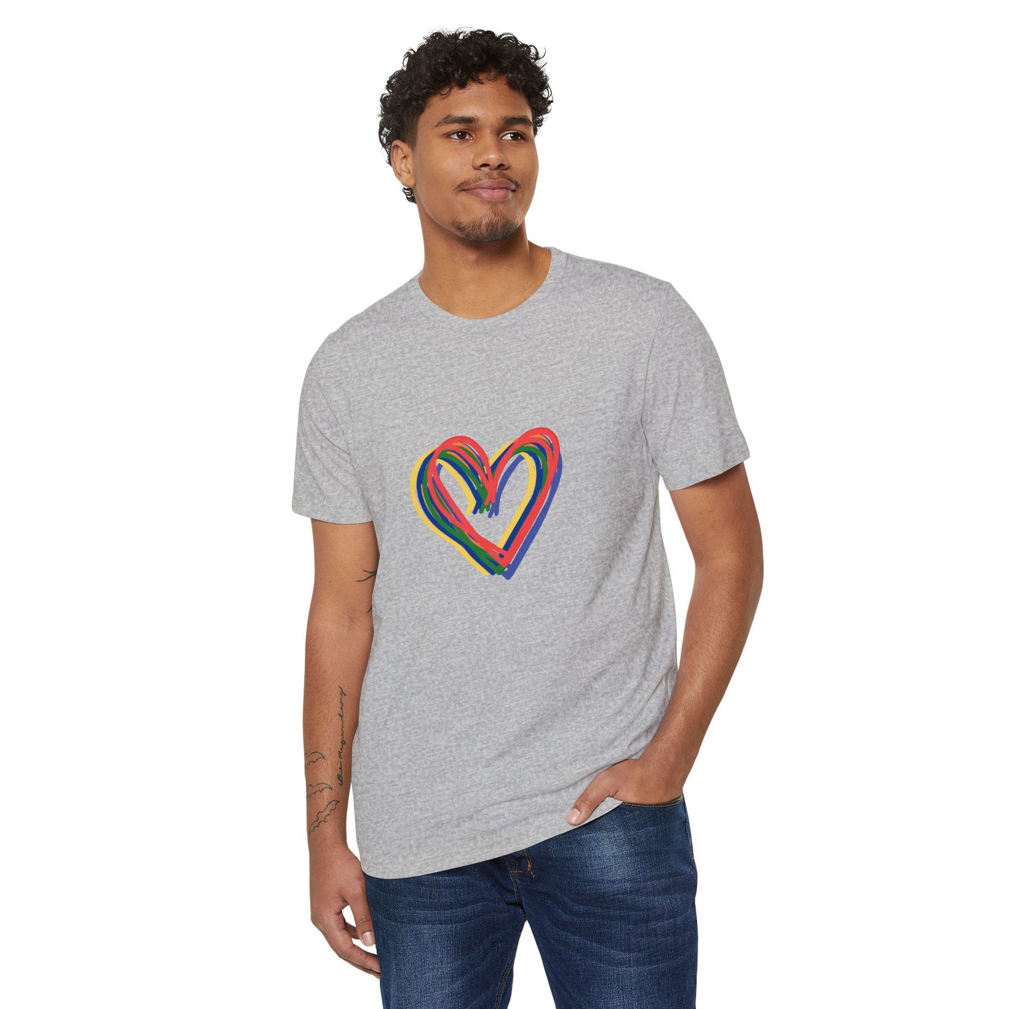 Rainbow Hearts Unisex T-Shirt, Sustainable Recycled Tee, Eco-Friendly Graphic Shirt, LGBTQ Pride Apparel, Love Rainbow Clothing