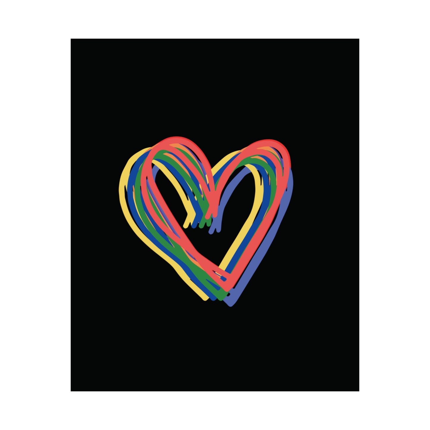 Rainbow Hearts Matte Vertical Poster, Hearts, Wall Art, You Frame, Home Decor, Gift, Gender Neutral, Valentines, Under 20 Dollars, 4 Sizes