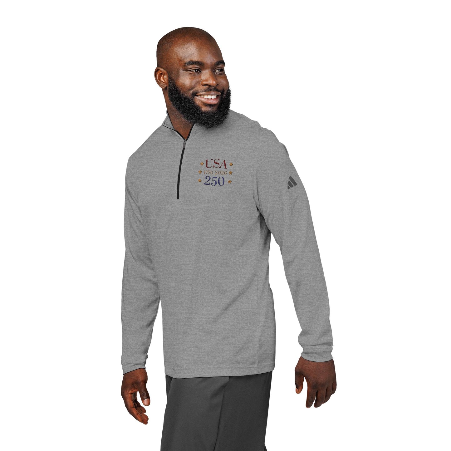 USA 250 Embroidered Quarter-Zip Pullover — 1776 Patriotic Sweatshirt
