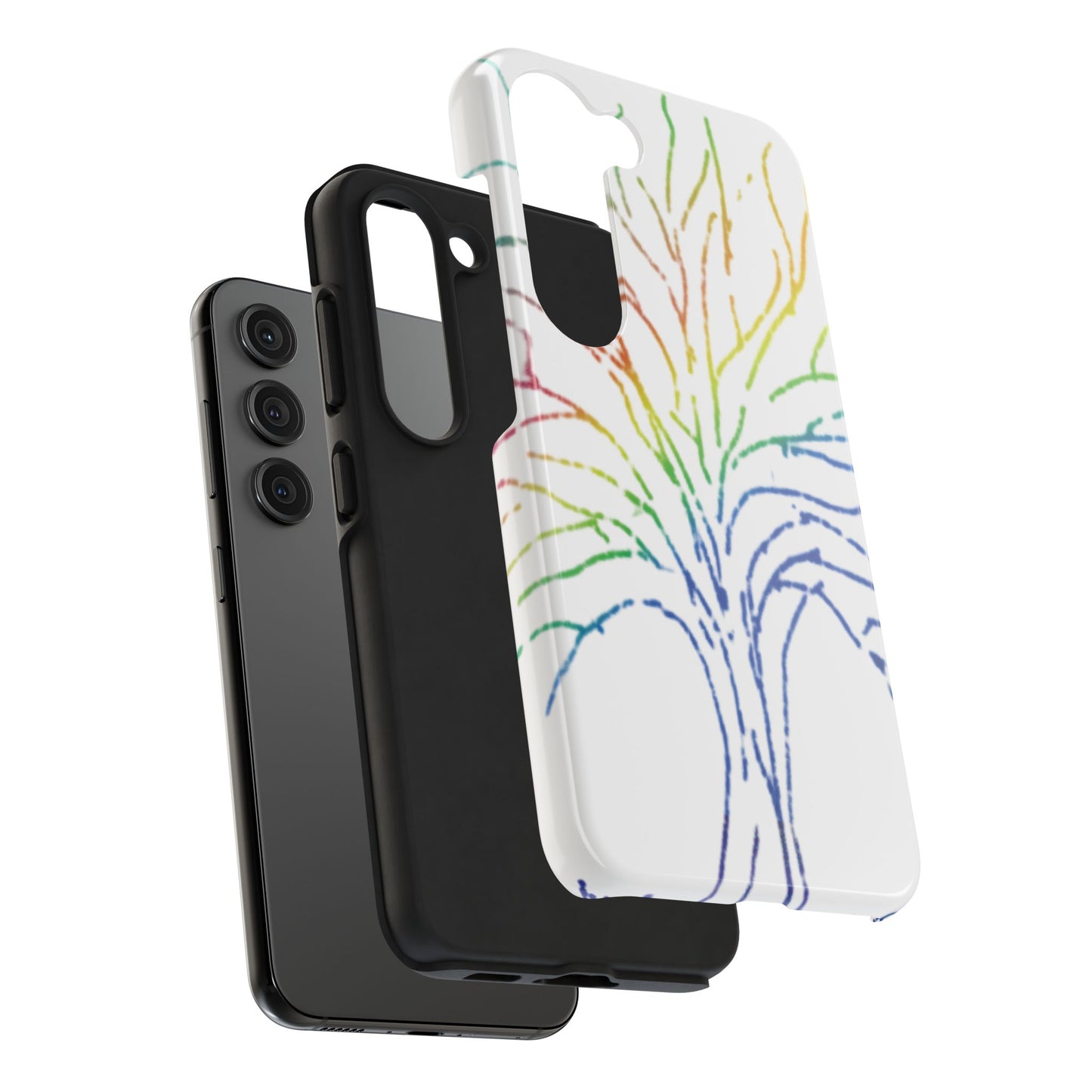 Rainbow Tree Tough Phone Cases - Colorful Nature Love Pride Gender Neutral Gifts for Friends, iPhone Samsung Wireless Charging Cover, LGBTQ+