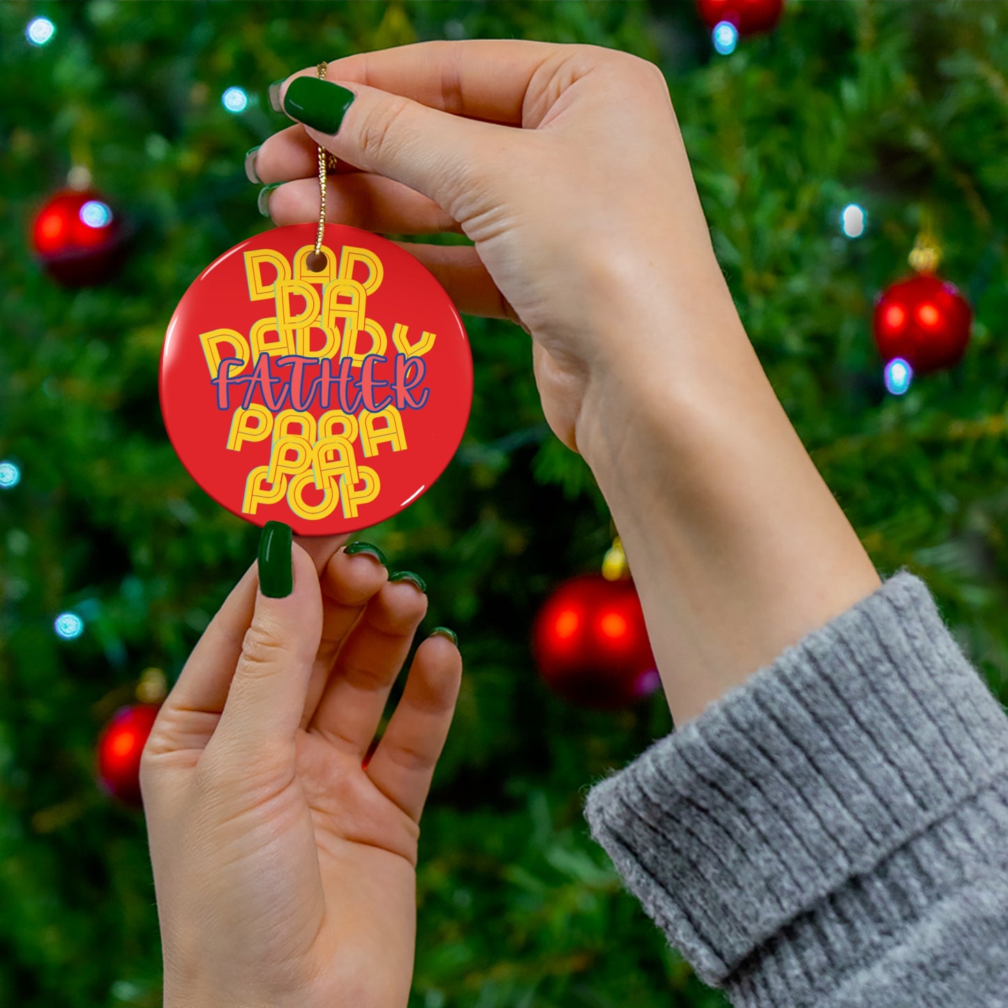 Father Hanging Ceramic Ornament - Dad Love Holiday Gifts