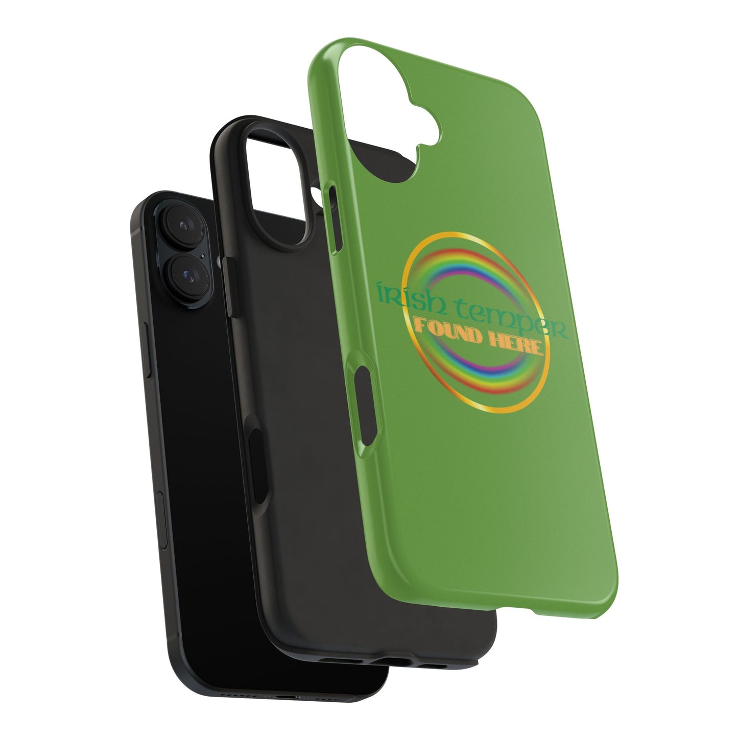Green Irish Temper Found Here Tough Phone Cases, iPhone & Samsung cases, wireless charging, gifts, St Patricks Day, Birthday, Christmas