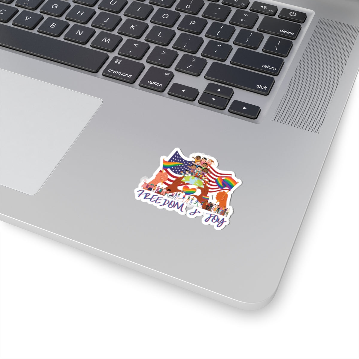 Freedom & Joy Graphic Kiss Cut Stickers, happy, equality, inclusion, patriotic, pride, colorful, gender neutral, student, gift, decorate