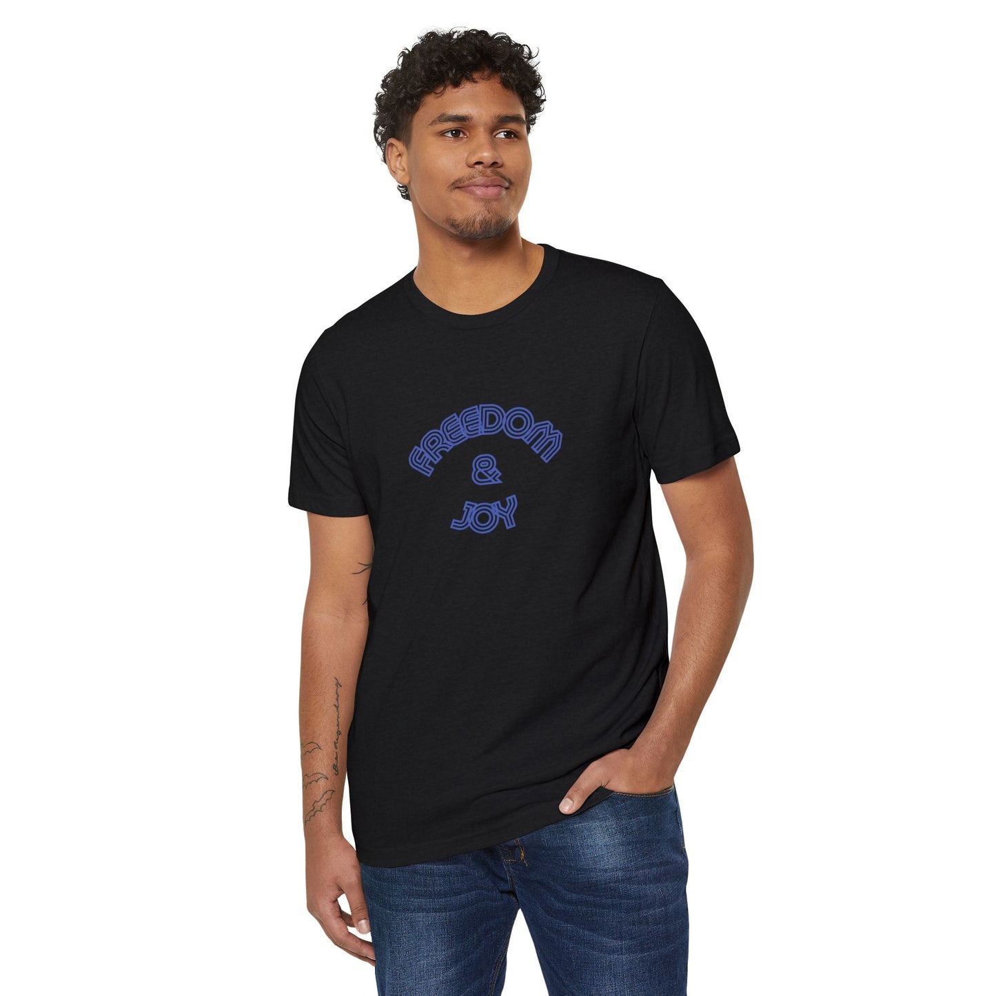 Freedom and Joy Unisex Recycled T-Shirt, Eco-Friendly Tee, Sustainable Clothing, Happy Graphic Shirt, Gender Neutral Fashion