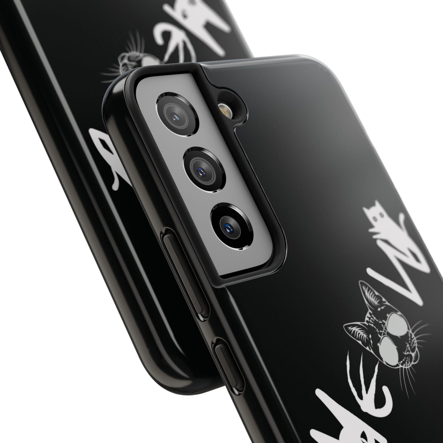 Meow Tough Phone Cases, iPhone & Samsung cases, wireless charging, cats, sassy, kitty, gender neutral, gifts, Halloween, birthday, Christmas