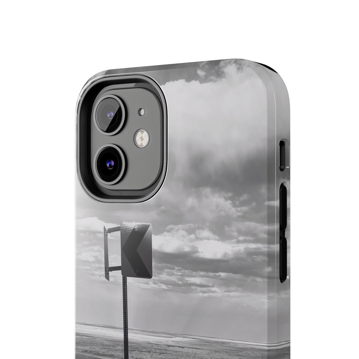 Road Sign Tough Phone Cases, iPhone & Samsung cases, wireless charging, black and white photo, nature, original art, gift birthday Christmas