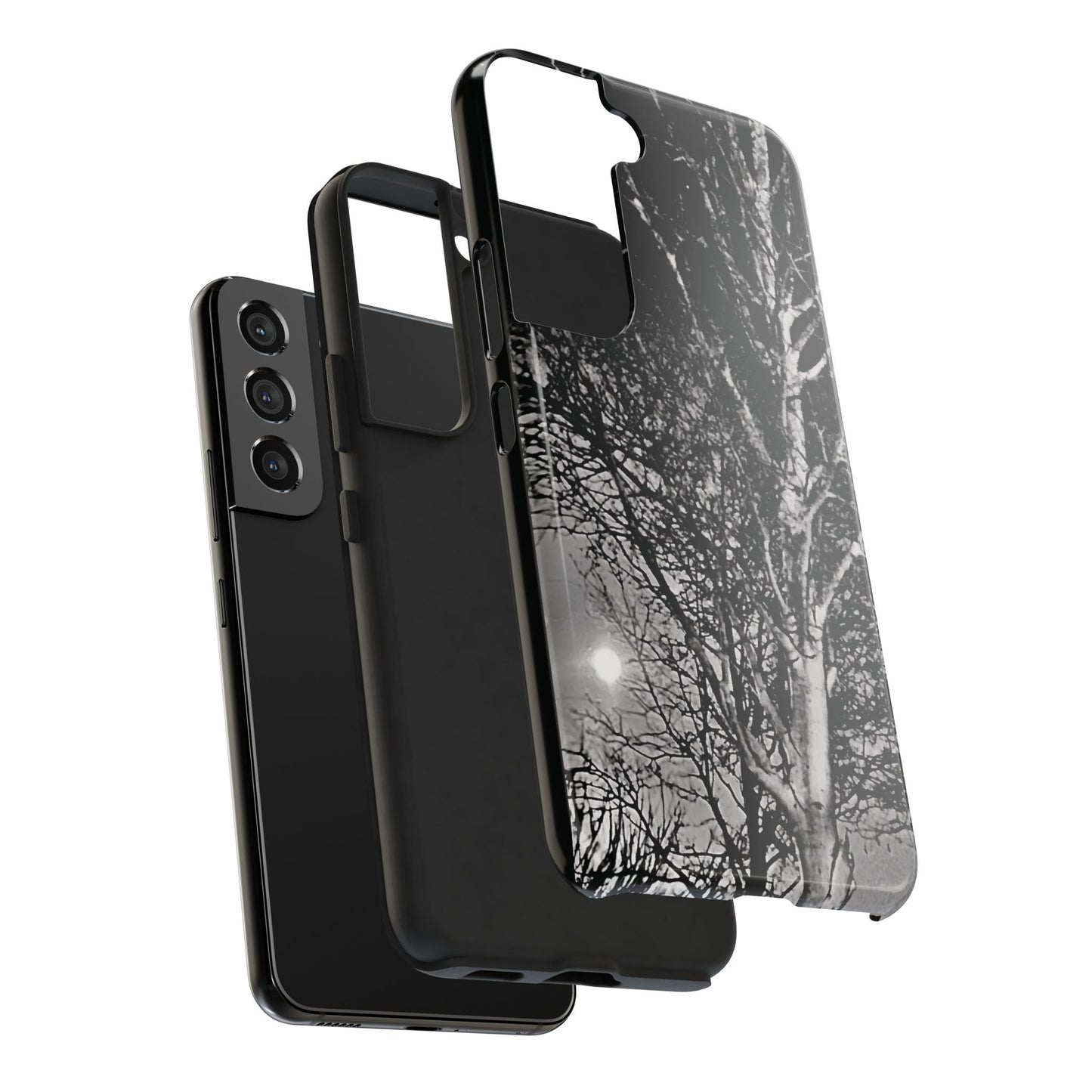 Worm Moon Night Trees Tough Phone Cases, iPhone & Samsung cases, wireless charging, trees, nature, spooky, original photo, gifts, Halloween
