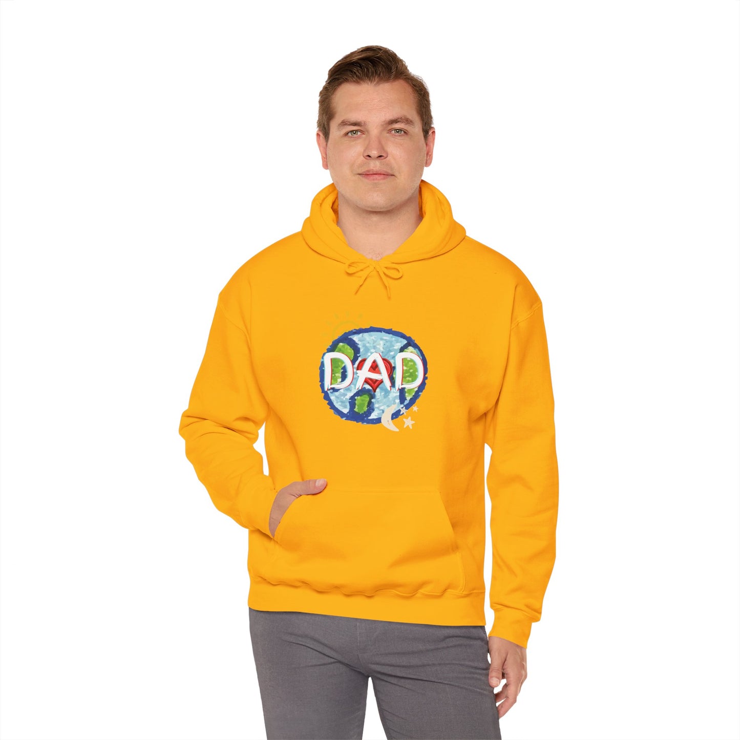 DAD Hooded Sweatshirt - Whole World Sun Moon & Stars Heart Love Fathers Day Gift for Men