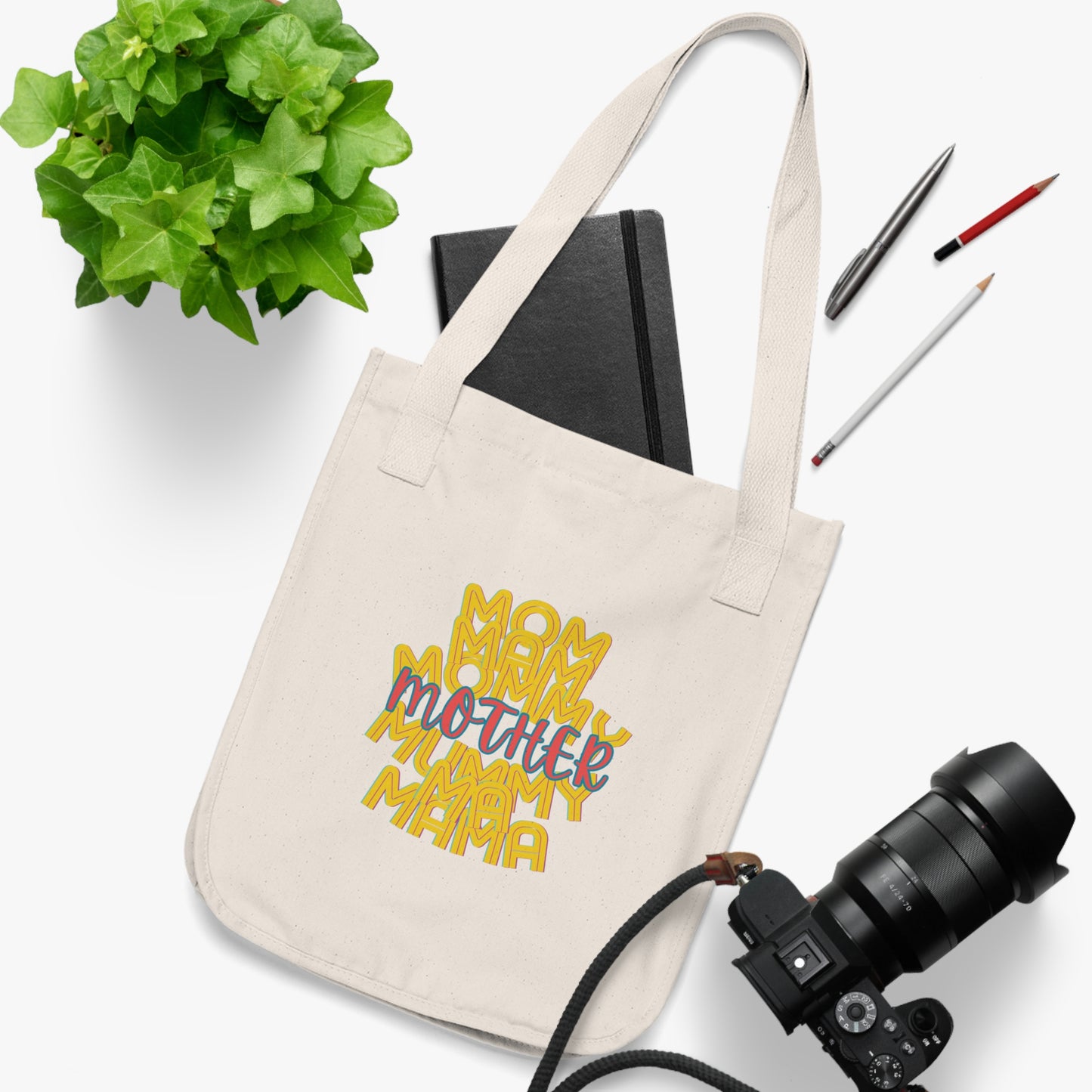Mother Organic Canvas Tote Bag, Mom Mommy Ma Mam Mama Mummy, Love, Mothers Day, Gender Neutral, Gift, Groceries, Shopping, Books, Eco