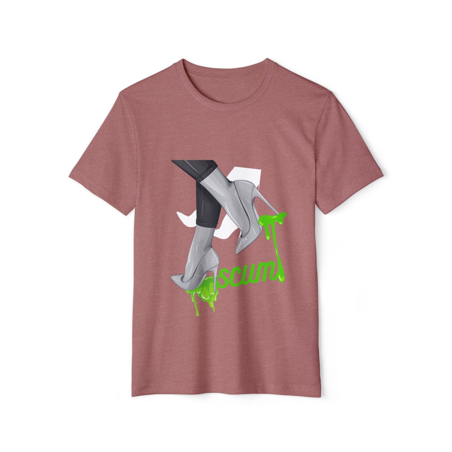 Graphic Tee Unisex Recycled Organic T-Shirt, High Heels Dripping Scum Tee, Fashionable Eco-Friendly Shirt, Sustainable Streetwear Top,