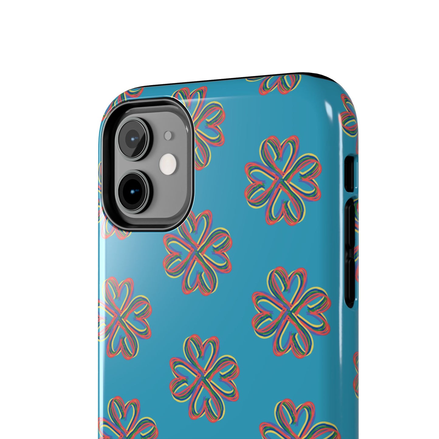 Floral Tough Phone Case, Colorful Turquoise Case, Hard Cover, iPhone Samsung Galaxy Google Pixel, Botanical Print Phone, Wireless Charging