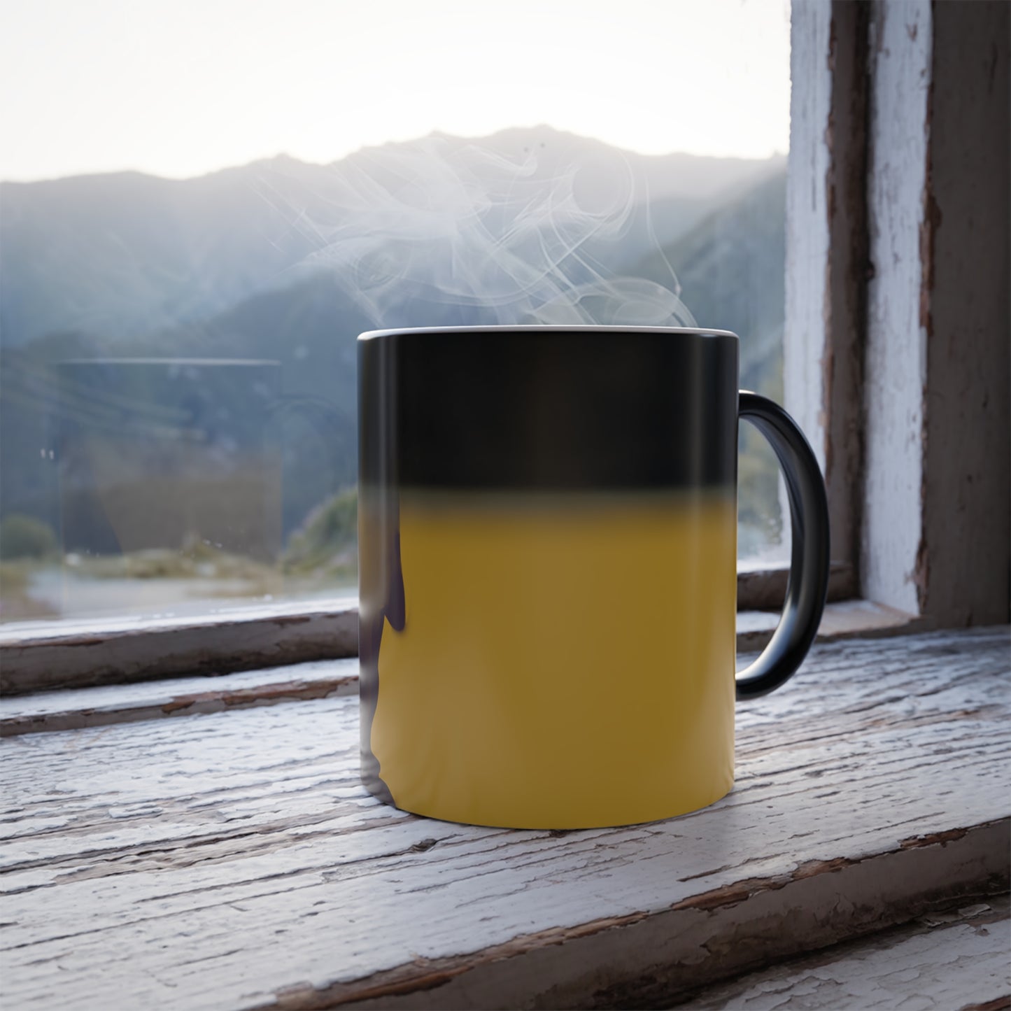 Rabbit Moon Yellow Color Morphing Mug 11oz - Heat Reactive Bunny Ceramic Coffee Tea Cup