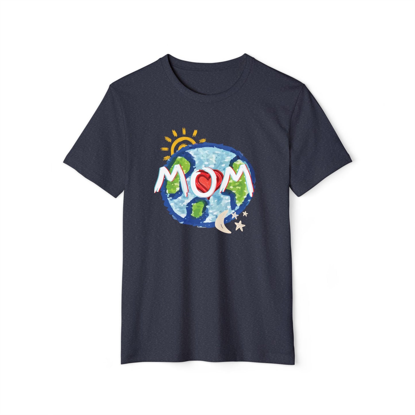 Mom Whole World Sun, Moon, Stars Heart Unisex Recycled Organic T-Shirt, Eco-Friendly Tee, Family Gift, Celestial Shirt