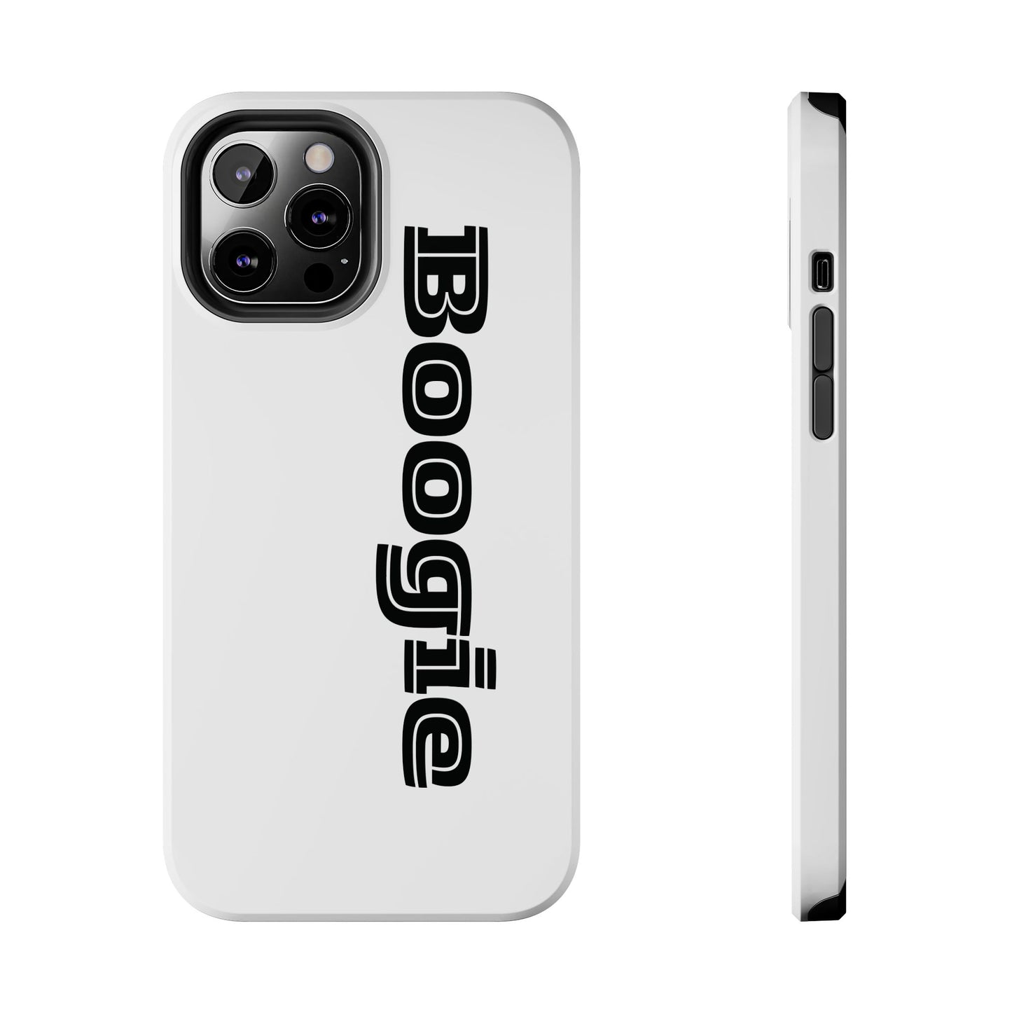 Boogie White Tough Phone Cases, iPhone Samsung cases, wireless charging, gender neutral women men friends kids teens gift birthday Christmas