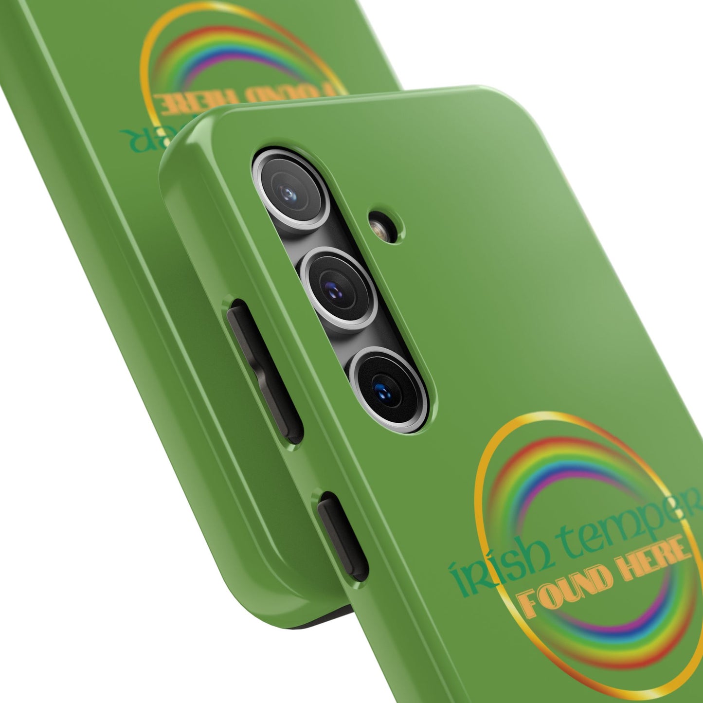 Green Irish Temper Found Here Tough Phone Cases, iPhone & Samsung cases, wireless charging, gifts, St Patricks Day, Birthday, Christmas