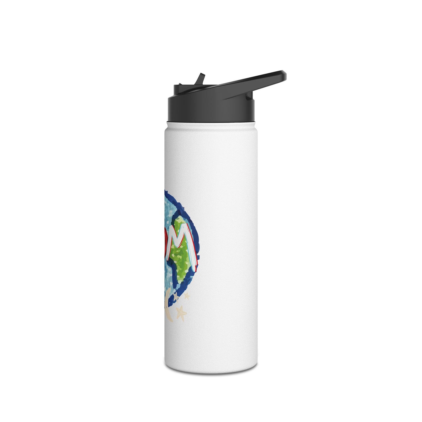 MOM Stainless Steel Water Bottle, Whole World, Sun, Moon & Stars, Heart, Love, Mothers Day, Gifts for Women, Exercise, Eco, Gender Neutral