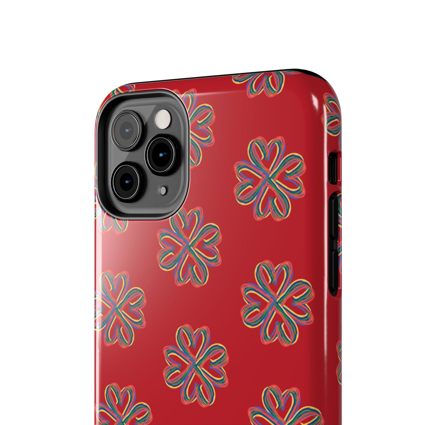 Floral Tough Phone Case, Red Phone Cover, Protective Tech Accessory, Botanical Phone Shell, Gift for Gardeners, Colorful, Wireless Charging