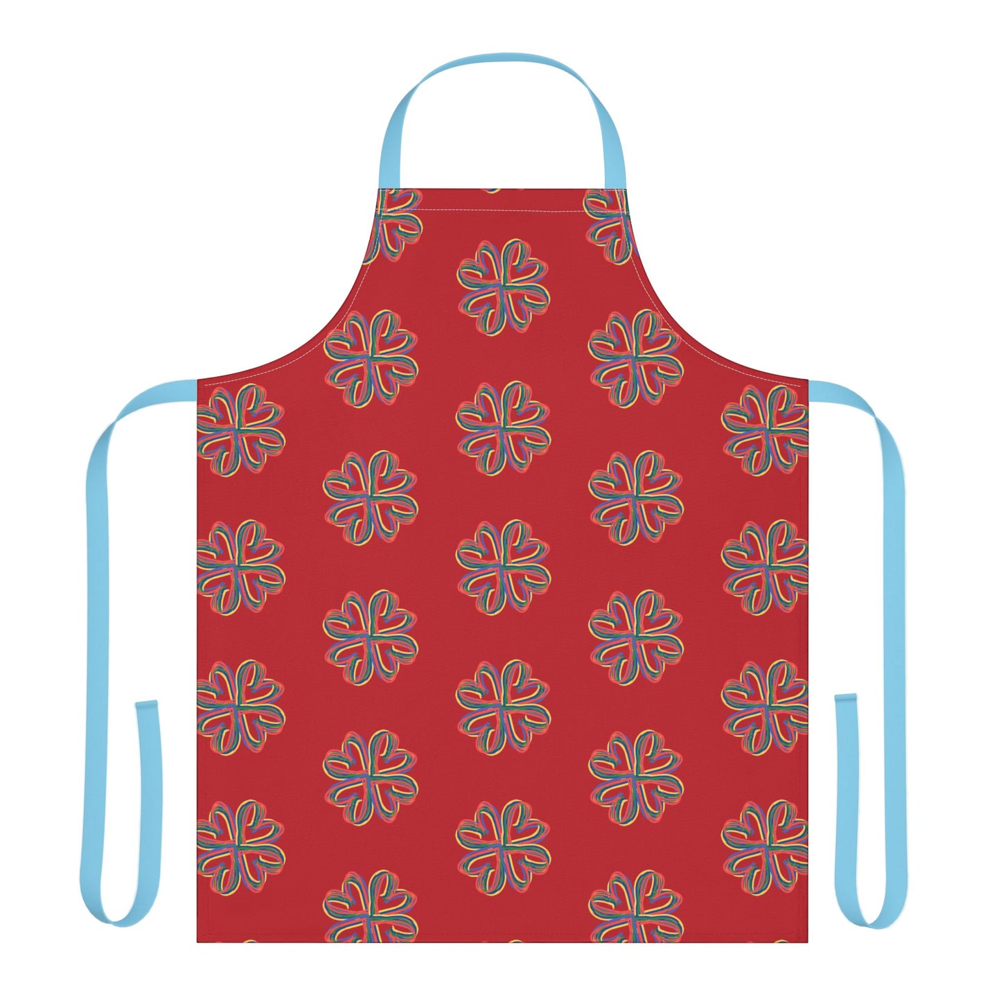 Red Colorful Floral Unisex Chefs Apron, Grilling, Cooking, Kitchen, Gender Neutral, Gifts, Women, Men, Friends, Teens, Birthday, Christmas