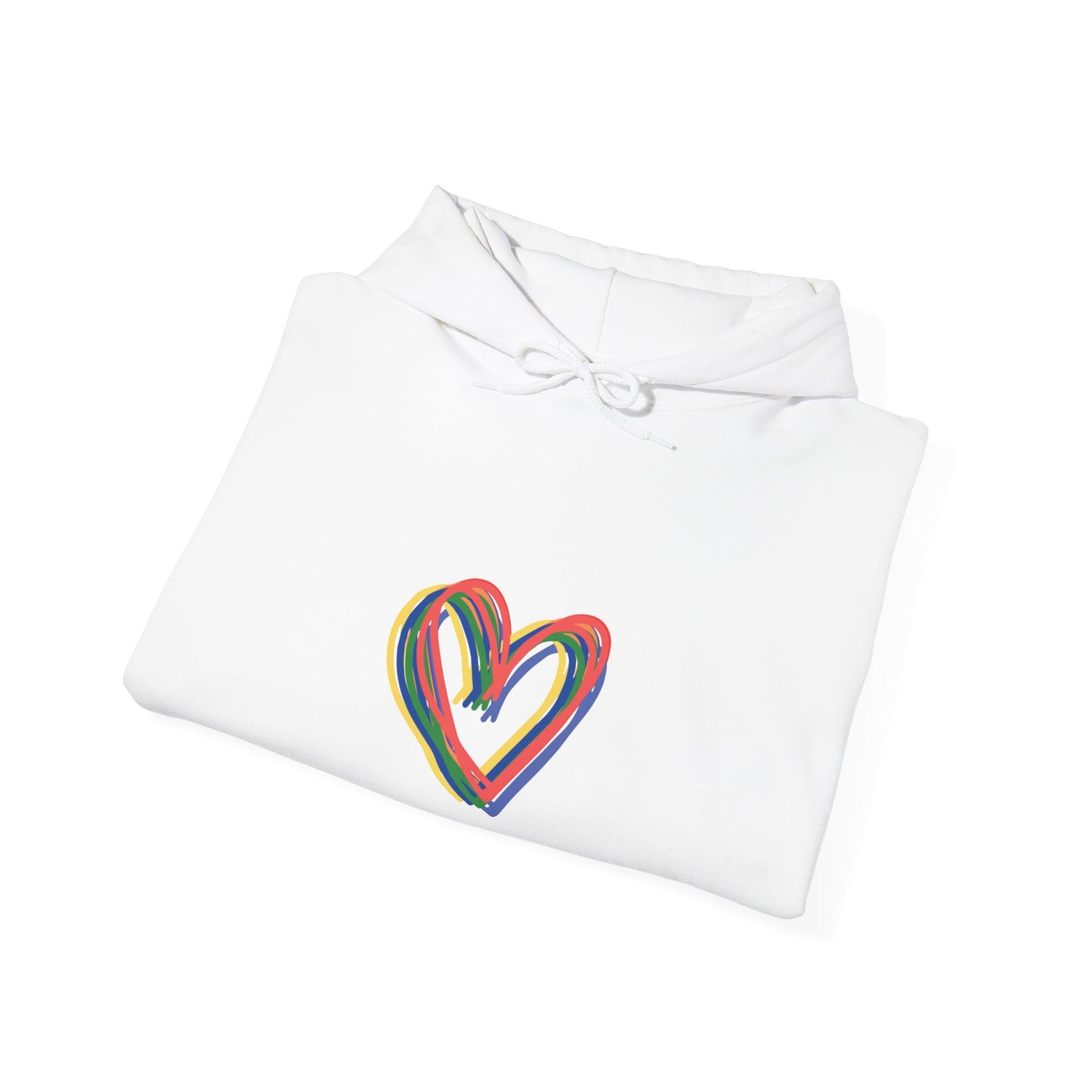 Rainbow Hearts Unisex Heavy Blend™ Hooded Sweatshirt, Love, Pride, hoodie, warm, soft, gift, gender neutral, men, women, teens, Valentines