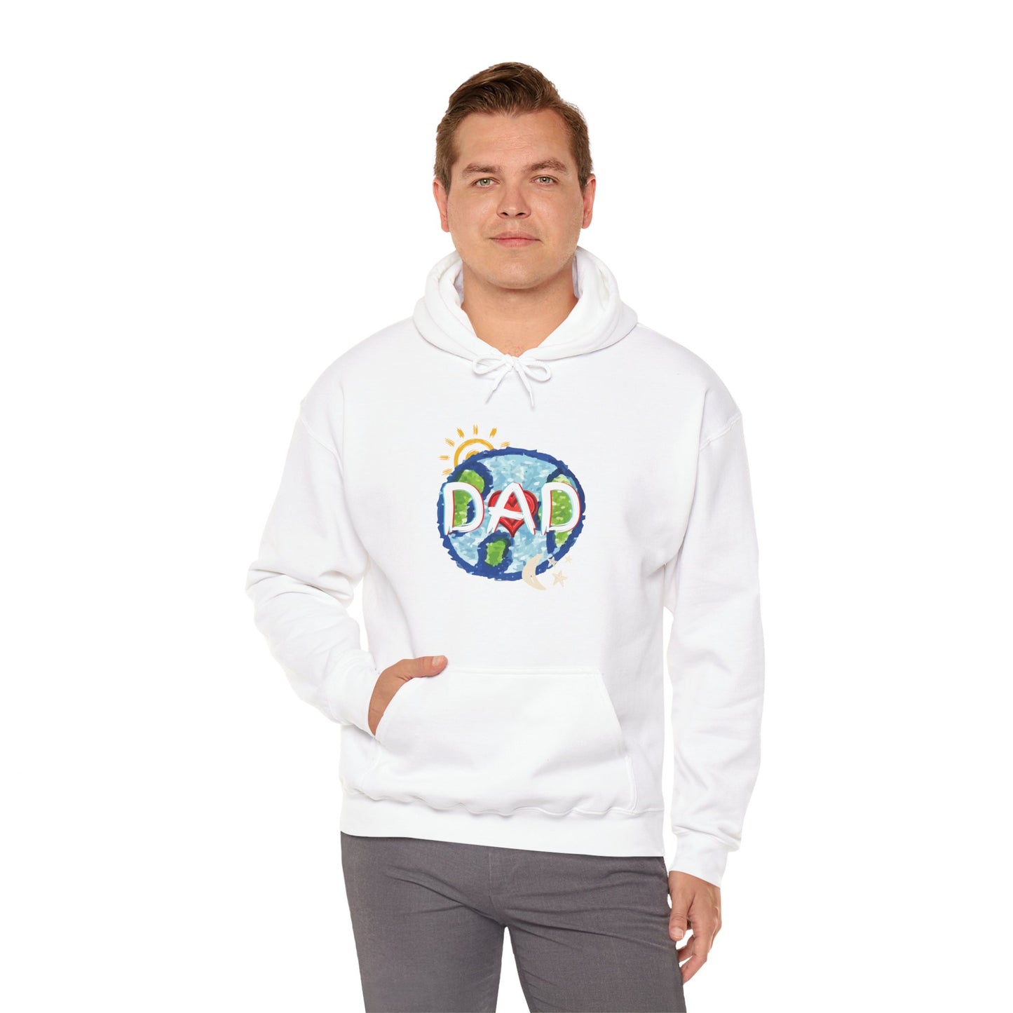 DAD Hooded Sweatshirt - Whole World Sun Moon & Stars Heart Love Fathers Day Gift for Men